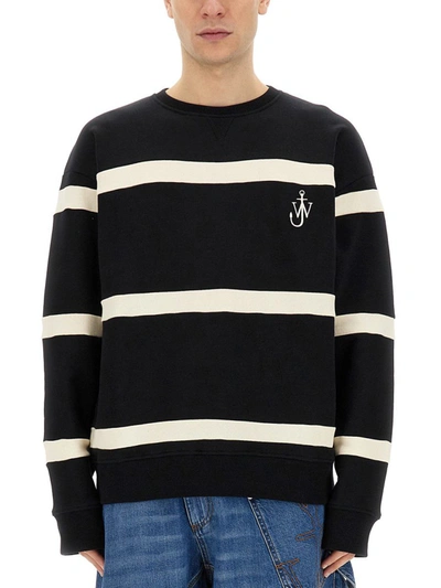 Shop Jw Anderson J.w. Anderson Striped Sweatshirt In Black