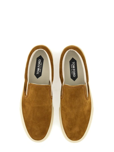 Shop Tom Ford Slip-on Sneaker In Brown
