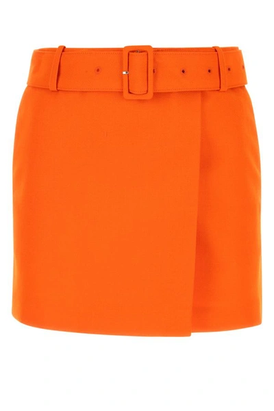 Shop Ami Alexandre Mattiussi Ami Woman Orange Wool Mini Skirt
