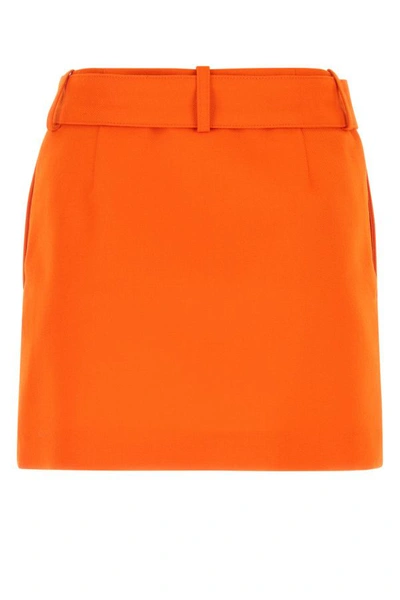 Shop Ami Alexandre Mattiussi Ami Woman Orange Wool Mini Skirt