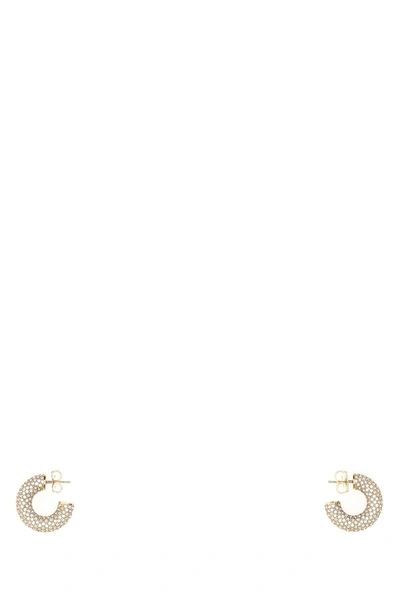 Shop Amina Muaddi Woman Embellished Metal Mini Cameron Earrings In Gold