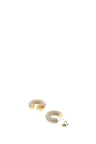 Shop Amina Muaddi Woman Embellished Metal Mini Cameron Earrings In Gold