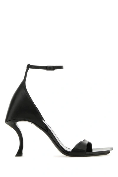 Shop Balenciaga Woman Black Leather Hourglass Sandals