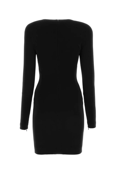 Shop Balenciaga Woman Black Twill Mini Dress