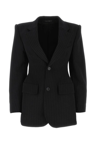 Shop Balenciaga Woman Embroidered Stretch Wool Hourglass Blazer In Multicolor