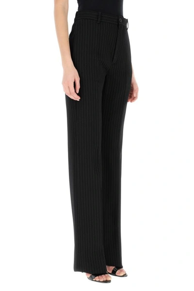 Balenciaga Women Flared Trousers In Black Flowing Viscose