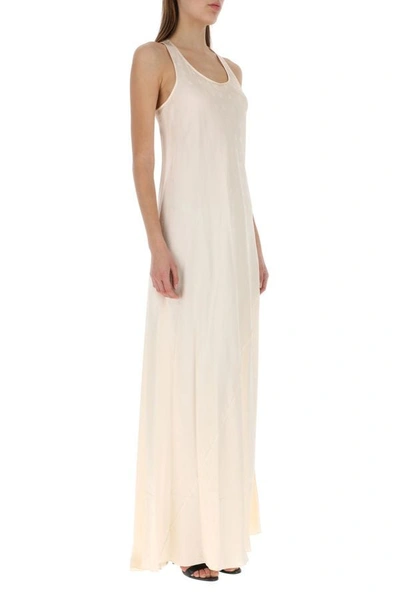 Shop Balenciaga Woman Ivory Satin Long Dress In White