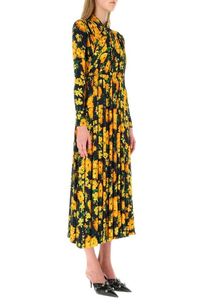 Shop Balenciaga Woman Printed Stretch Viscose Dress In Multicolor