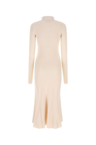 Shop Balenciaga Woman Sand Silk Blend Dress In Brown