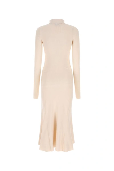 Balenciaga Sand Silk Blend Dress In Brown