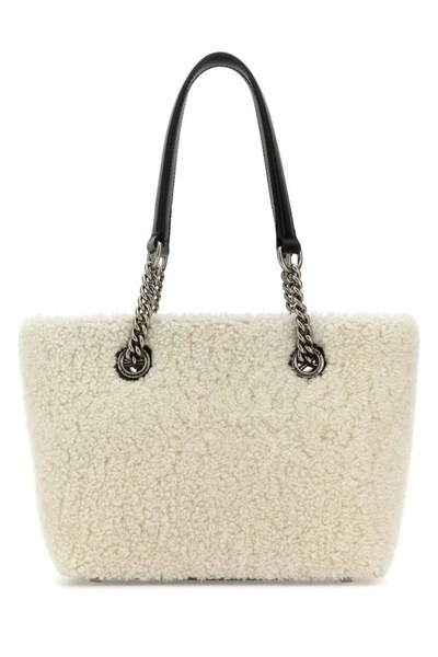 Shop Balenciaga Woman White Shearling Duty Free S Handbag