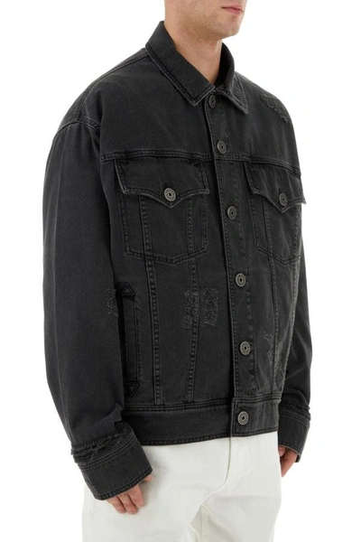Shop Balmain Man Black Denim Jacket