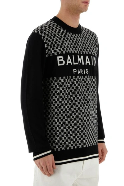 Shop Balmain Man Black Wool Sweater