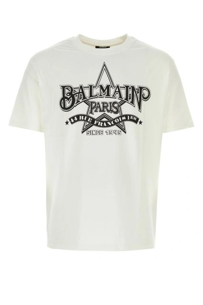Shop Balmain Man White Cotton T-shirt