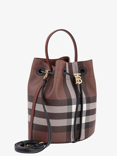 Shop Burberry Woman Tb Woman Brown Bucket Bags