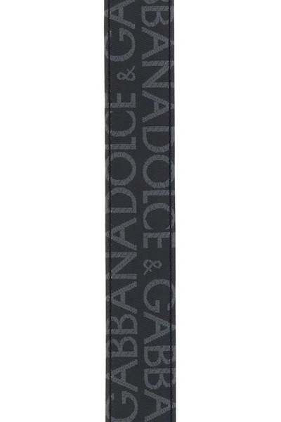 Shop Dolce & Gabbana Man Printed Canvas Belt In Multicolor