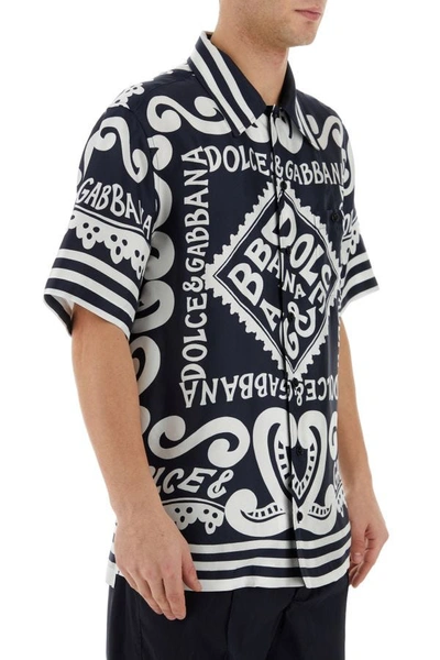 Shop Dolce & Gabbana Man Printed Twill Shirt In Multicolor