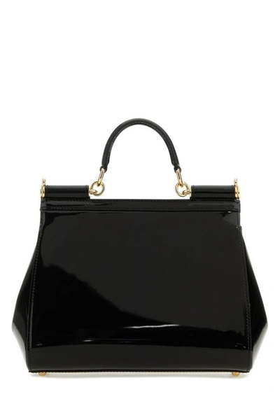 Shop Dolce & Gabbana Woman Black Leather Medium Sicily Handbag
