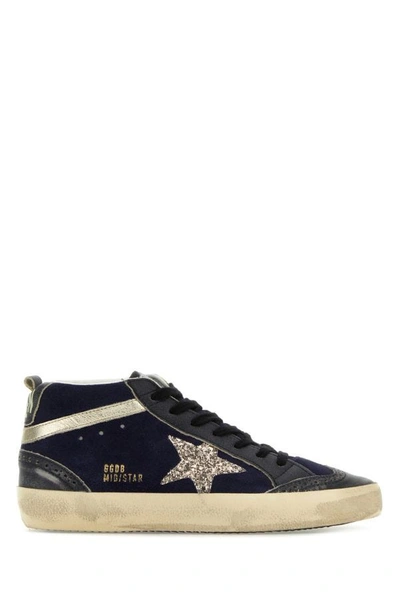 Shop Golden Goose Deluxe Brand Woman Midnight Blue Suede And Leather Mid Star Sneakers