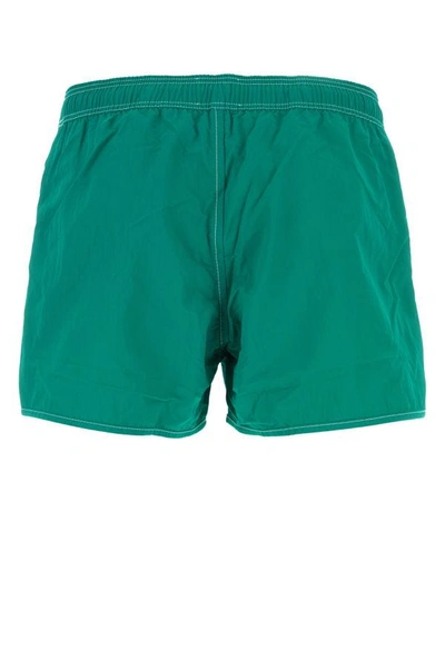 Shop Isabel Marant Man Emerald Green Nylon Vicente Swimming Shorts
