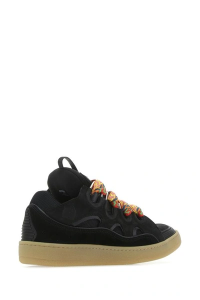 Shop Lanvin Man Black Curb Sneakers