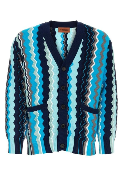 Shop Missoni Man Embroidered Cotton Blend Cardigan In Multicolor