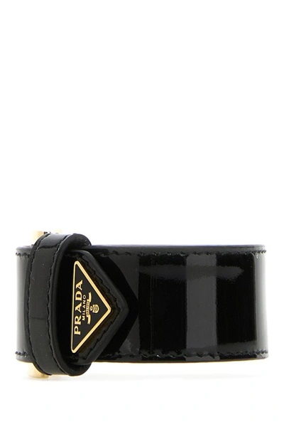 Shop Prada Woman Black Leather Bracelet