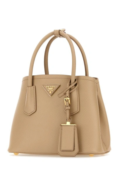 Shop Prada Woman Sand Leather Handbag In Brown