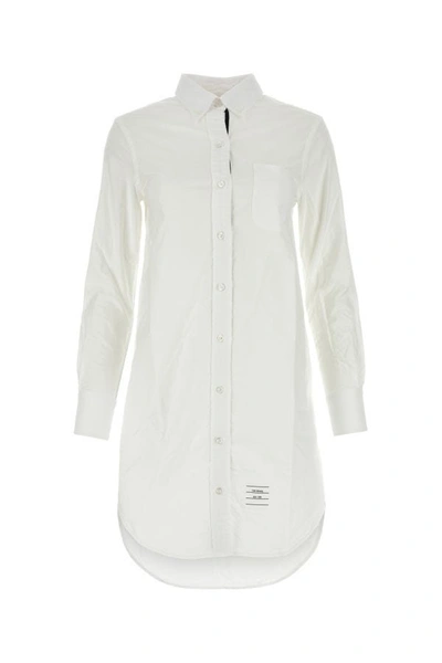 Shop Thom Browne Woman White Oxford Shirt Dress
