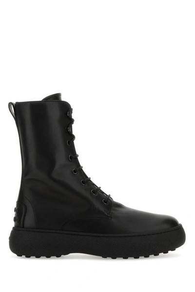 Shop Tod's Woman Black Leather W. G. Ankle Boots