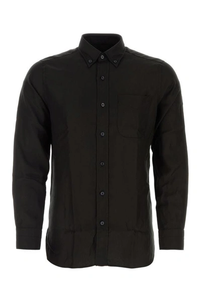 Shop Tom Ford Man Black Lyocell Shirt