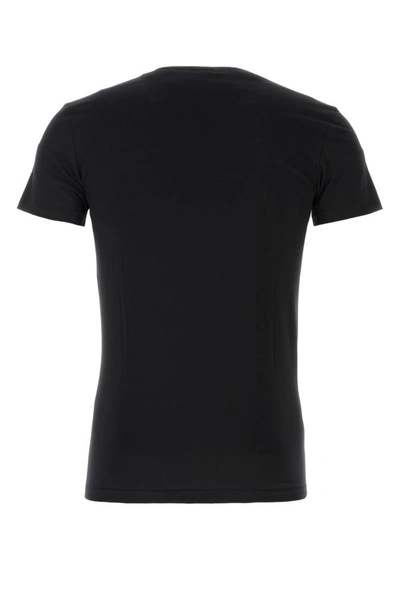 Shop Versace Man Black Stretch Cotton T-shirt