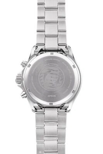Pre-owned Orient Mako Solar Panda Rn-tx0204e Made In Japan Chronograph Men Watch Green