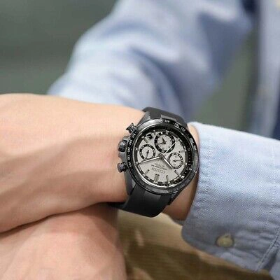 Pre-owned Citizen Black Mens Chronograph Watch Attessa Cc4055-14h