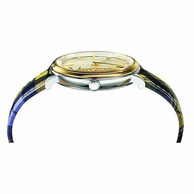 Pre-owned Versace $695  Women's V-circle Clans Edition Yellow Plaid Swiss Watch Ve8100118
