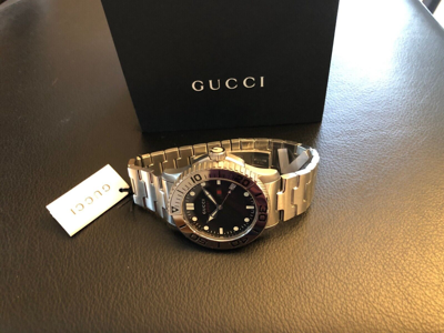 Pre-owned Gucci $1150 Authentic  Men's Black 44mm Polished Stainless Steel Watch Ya126278