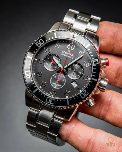 Pre-owned Edox $740  Men's Chronorally-s Black 44mm Chronograph Swiss Watch 10227 3m Nbn