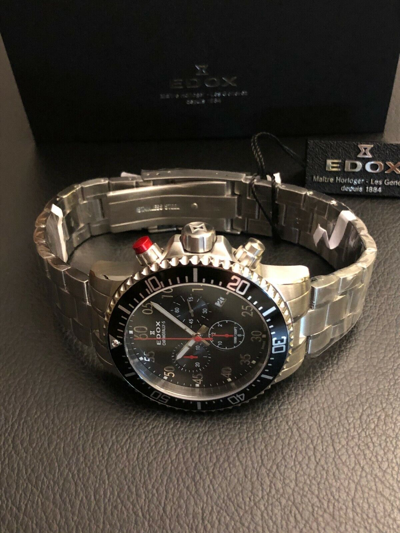 Pre-owned Edox $740  Men's Chronorally-s Black 44mm Chronograph Swiss Watch 10227 3m Nbn