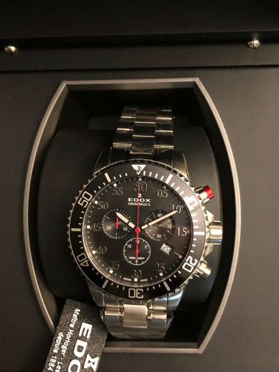 Pre-owned Edox $740  Men's Chronorally-s Black 44mm Chronograph Swiss Watch 10227 3m Nbn