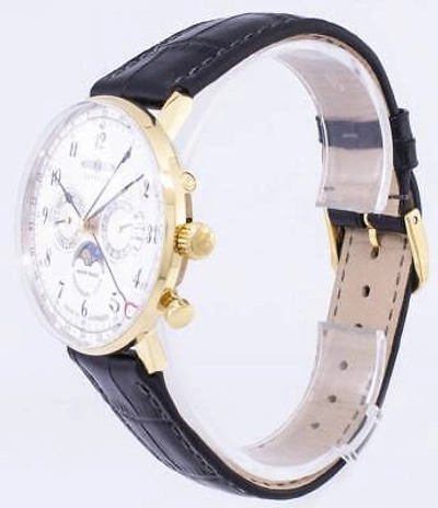 Pre-owned Zeppelin Series Lz 129 Hindenburg Moon Phase Silver Dial 7038-1 Men's Watch 30m