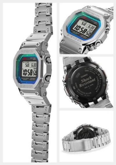 Pre-owned Casio G-shock Gmw-b5000pc-1jf Digital Rainbow X Silver Bluetooth Wrist Watch Men