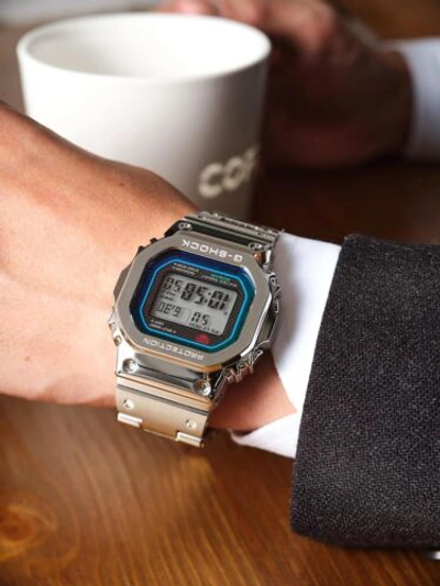 Pre-owned Casio G-shock Gmw-b5000pc-1jf Digital Rainbow X Silver Bluetooth Wrist Watch Men