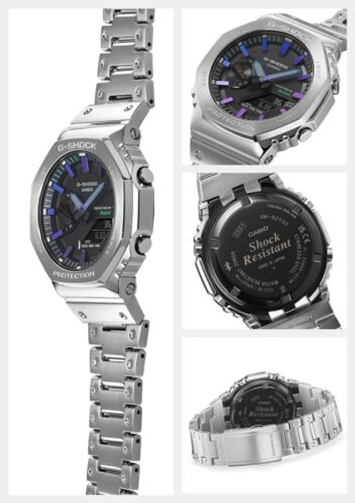 Pre-owned Casio G-shock Gm-b2100pc-1ajf Rainbow X Silver Digital Analog Metal Watch Men