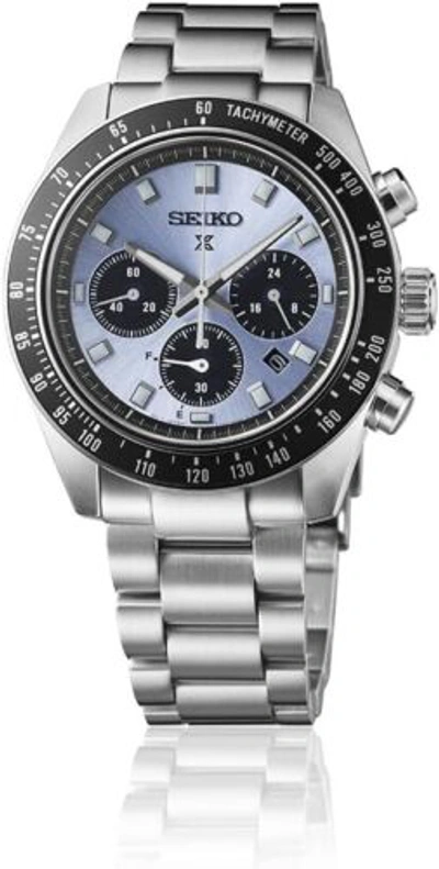 Pre-owned Seiko Prospex Speedtimer Sbdl109 Ice Blue Dial Chronograph Solar Watch Men Japan