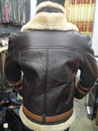 Pre-owned Bomber Raf  Ginger Aviator British Sheepskin Shearling Leather Jacket In Brown