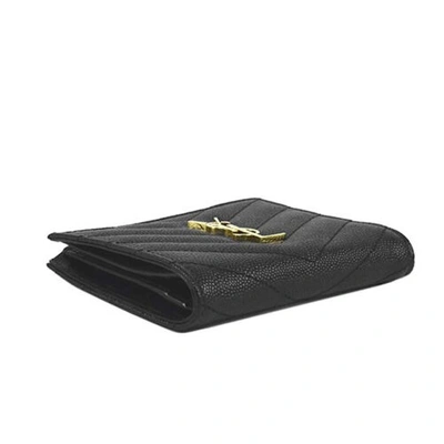 Pre-owned Saint Laurent Bifold Wallet With Coin Purse Ysl Credit Card Hold 575879 Nero In Bk/nero/1000