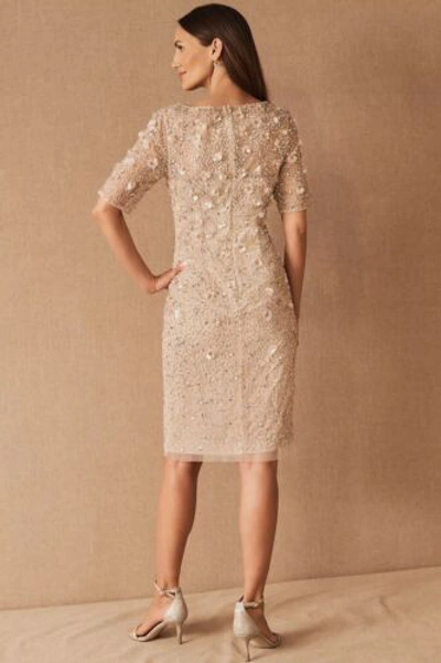 Pre-owned Anthropologie Bhldn Petaluma Sequin Dress Adrianna Papell Size 18 $275.00 In Pink