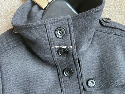 Pre-owned Burberry 100% Authentic  Women's Black Rushfield Wool Blend Coat Us 10 Eu 44