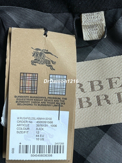 Pre-owned Burberry 100% Authentic  Women's Black Rushfield Wool Blend Coat Us 10 Eu 44