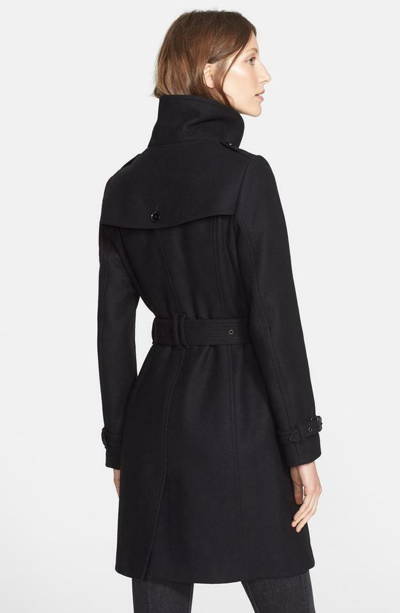 Pre-owned Burberry 100% Authentic  Women's Black Rushfield Wool Blend Coat Us 10 Eu 44